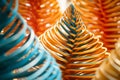 a close up view of a group of colorful plastic spirals