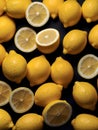 Close-up view of a group of lemons on a black background Royalty Free Stock Photo