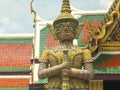 Close up view of a guardian demon statue at wat phra kaew in bangkok