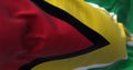 Close-up view of the Guyana national flag waving in the wind. The CoÃ¢â¬âoperative Republic of Guyana is a country on the northern Royalty Free Stock Photo