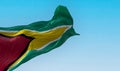 Close-up view of the Guyana national flag waving in the wind Royalty Free Stock Photo