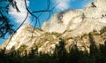 Close up view of Half Dome mountain from the Mirror Lake trail. It is a well-known rock formation in the Yosemite National Park, Royalty Free Stock Photo