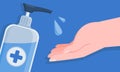 Close up view of hand sanitizer, healthcare and hygiene concept, vector illustration flat design
