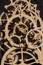 Intricate Wooden Mechanical Clock Model with Interlocking Gears 16681 Royalty Free Stock Photo