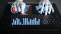 Hands on Laptop with Dashboard Data Visualization, Graphs, Charts, and World Map for Business Analysis in Modern Royalty Free Stock Photo