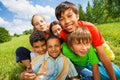 Close up view of happy smiling kids