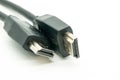 Close-up view of HDMI cables on a white background Royalty Free Stock Photo