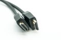 Close-up view of HDMI cables on a white background Royalty Free Stock Photo