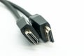 Close-up view of HDMI cables on a white background Royalty Free Stock Photo