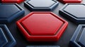 A close-up view of hexagonal tiles in red and blue arranged on a dark surface Royalty Free Stock Photo