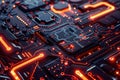 Close-up view of a high-tech digital surface, showcasing intricate sci-fi textures for a modern and abstract background