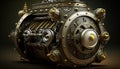 A Close-up view of a Highly Detailed Steampunk Engine