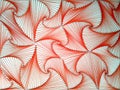 Close up view on homemade red string art abstract pattern and needles Royalty Free Stock Photo