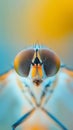 Close-Up View of a Hoverfly Eyes and Face Against a Soft Multicolored Background Royalty Free Stock Photo