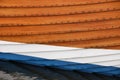 Close up view of the hull of a fishing boat