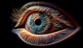 Detailed Close Up Of Human Eye On Black Background. Generative AI