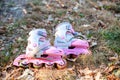 Close up view of inline skate or rollerblade Royalty Free Stock Photo