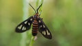 Close-up view of insect known as Amata huebneri on grass