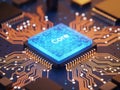 Close-up view of an intel core processor on a circuit board Royalty Free Stock Photo