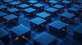 Close-up view of interconnected blockchain nodes. Peer-to-peer connections illustrate decentralized data distribution in global
