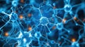 Neural Network Visualization: Interconnected Neurons with Synaptic Connections and Blue Glow Royalty Free Stock Photo