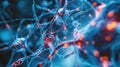Neural Network with Glowing Synapses Transmitting Signals in the Brain\'s Complex System Royalty Free Stock Photo