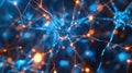 Neural Network Abstract Concept with Glowing Nodes and Connection Pathways, Brain Synapse Royalty Free Stock Photo