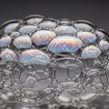 Up view of interconnected soap bubbles creating a lattice like Royalty Free Stock Photo