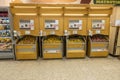 Close up view of interior view of famous ICA supermarket. Stands of different potato sorts.