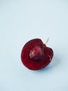 close-up view of the interior of a juicy cherry cut in half Royalty Free Stock Photo