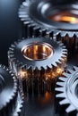 A Close-Up View of Interlocking Metallic Gears That Highlight Precision Engineering and the Intricacies of Mechanical Systems Royalty Free Stock Photo