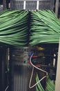Close up view of internet equipment and cables in the server room Royalty Free Stock Photo