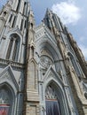Close up view of the intricate art and architecture of St. Phelomina Church, Mysore