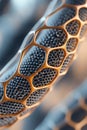 Close up view of intricate nanotechnology mesh with tiny spheres and metallic gold lattice structure, reflecting advanced Royalty Free Stock Photo