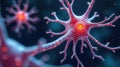 Close-up view of intricate neuron network showcasing complex branching structures and glowing nodes, illustrating the fascinating Royalty Free Stock Photo