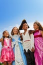 Close up view of kids in different costumes Royalty Free Stock Photo