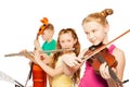 Close-up view of kids playing musical instruments Royalty Free Stock Photo