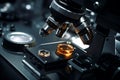 Close up view of laboratory microscope Royalty Free Stock Photo