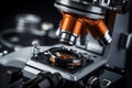 Close up view of laboratory microscope Royalty Free Stock Photo