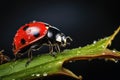 Close up view of a ladybug on a branch Royalty Free Stock Photo