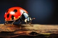 Close up view of a ladybug on a branch Royalty Free Stock Photo