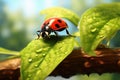 Close up view of a ladybug on a branch Royalty Free Stock Photo