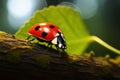 Close up view of a ladybug on a branch Royalty Free Stock Photo