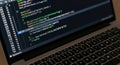 Programming Code on Laptop Screen with Keyboard Royalty Free Stock Photo