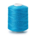 Spool of Bright Blue Thread on White Background sewing thread Royalty Free Stock Photo