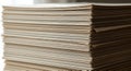 Close up view of a large stack of blank paper sheets with an off white color ready for printing or writing with a clean simple loo Royalty Free Stock Photo