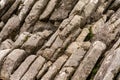 Close up view of layered limestone and karst rock formation in the Sierra de las Nieves