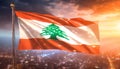 Lebanon Flag Waving on the wind Royalty Free Stock Photo