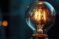 A close up view of a light bulb sitting on a table. This versatile image can be used to represent ideas, creativity Royalty Free Stock Photo