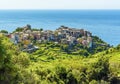 A close-up view looking down onto the village of Corniglia, Italy Royalty Free Stock Photo